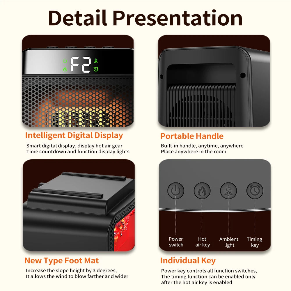 Portable Electric Heater For Heater Desktop Heaters Saving For Office Space PTC Ceramic Room Heater Warmer Machine for Winter