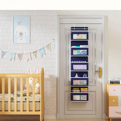 Over Door Organizer Foldable Wall Mount Hanging Organizer Storage With 5 Large Pockets For Load Toy Stuffed Animal Storage